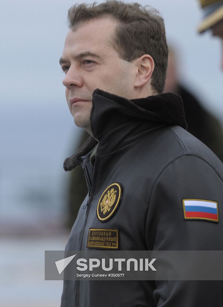 Russian President Dmitry Medvedev aboard Admiral Kuznetsov