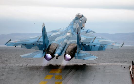 Russian President Dmitry Medvedev aboard Admiral Kuznetsov
