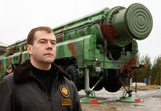 Russian President Dmitry Medvedev visits Plesetsk space center