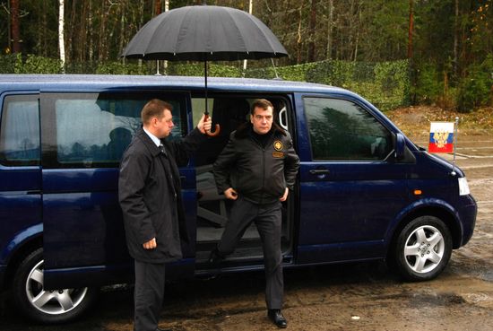 Russian President Dmitry Medvedev visits Plesetsk space center