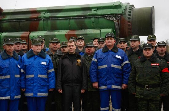 Russian President Dmitry Medvedev visits Plesetsk space center