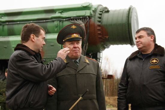Russian President Dmitry Medvedev visits Plesetsk space center