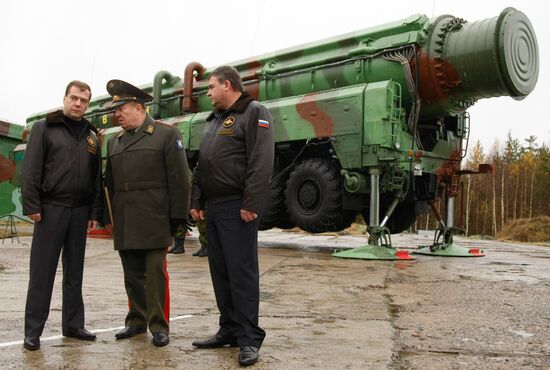 Russian President Dmitry Medvedev visits Plesetsk space center