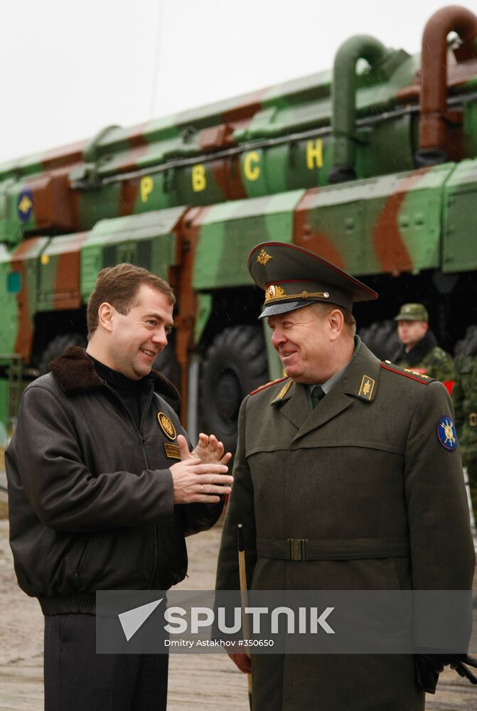 Russian President Dmitry Medvedev visits Plesetsk space center