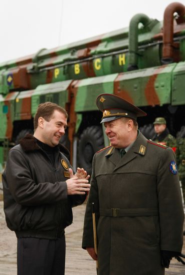 Russian President Dmitry Medvedev visits Plesetsk space center