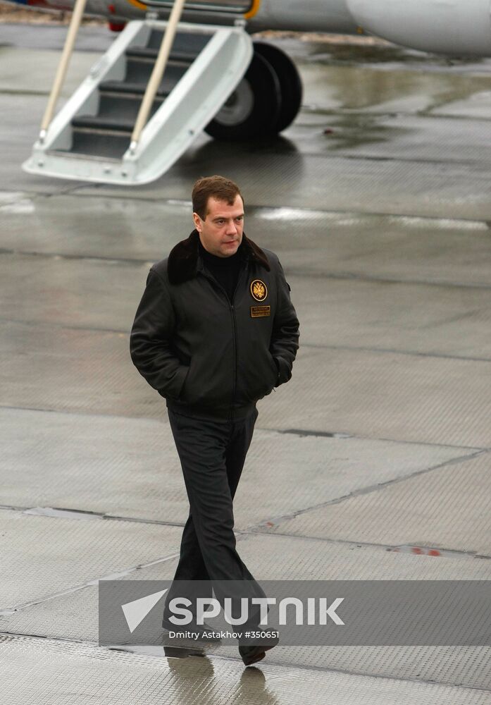 Russian President Dmitry Medvedev visits Plesetsk space center