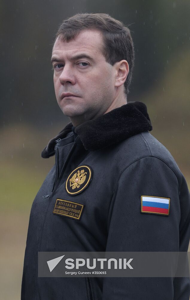 Russian President Dmitry Medvedev visits Plesetsk space center