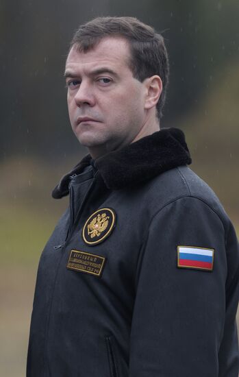 Russian President Dmitry Medvedev visits Plesetsk space center