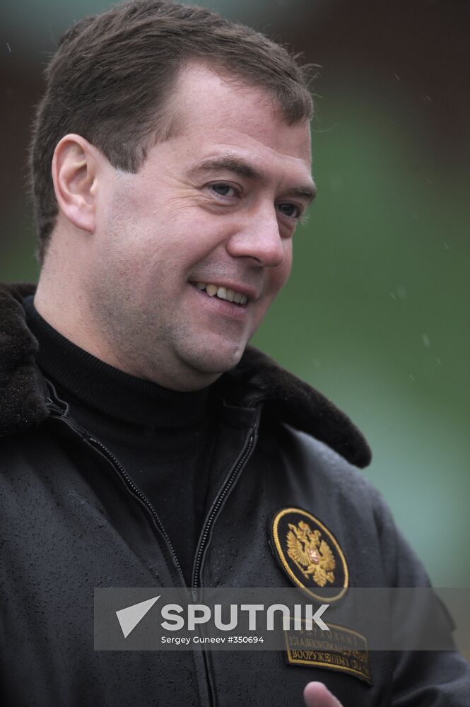 Russian President Dmitry Medvedev visits Plesetsk space center