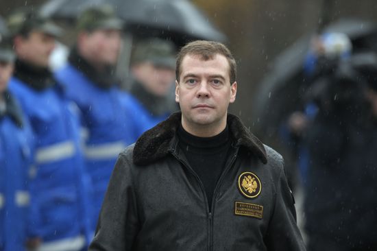 Russian President Dmitry Medvedev visits Plesetsk space center