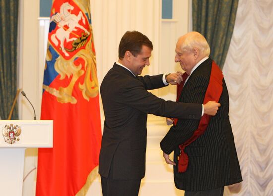 Russian President Dmitry Medvedev hands out state awards