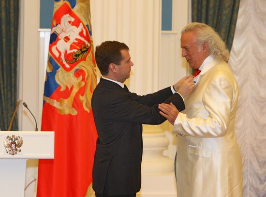 Russian President Dmitry Medvedev hands out state awards