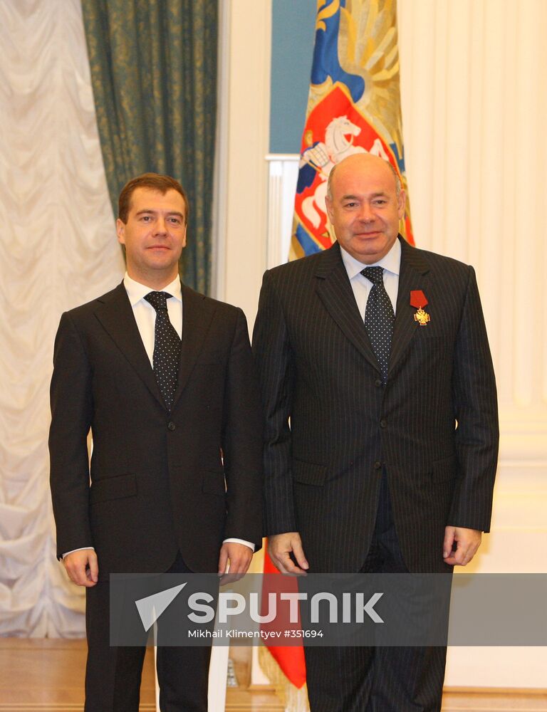 Russian President Dmitry Medvedev hands out state awards