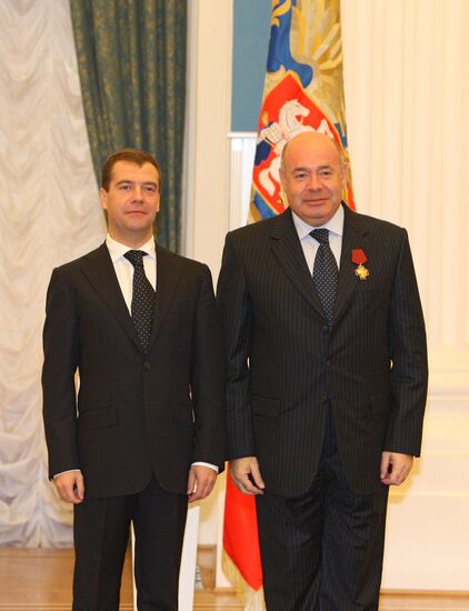 Russian President Dmitry Medvedev hands out state awards