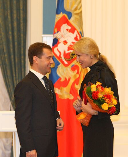 Russian President Dmitry Medvedev hands out state awards