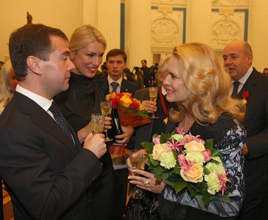 Russian President Dmitry Medvedev hands out state awards