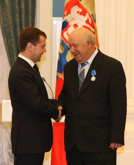 Russian President Dmitry Medvedev hands out state awards