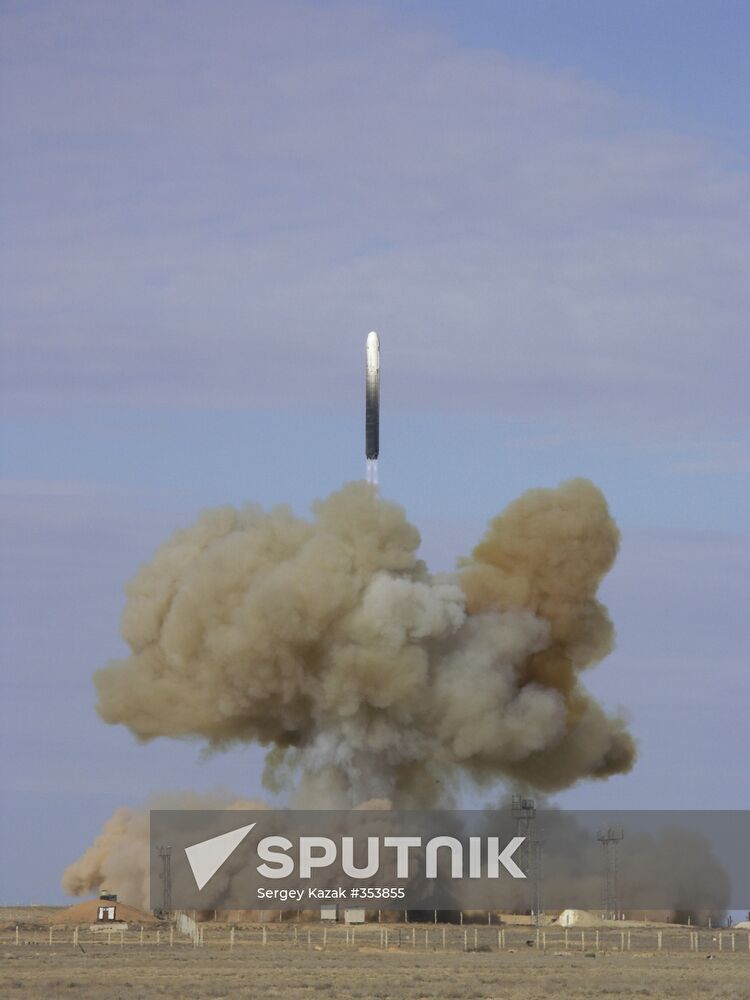 Launch of RS 18 ballistic missile from the Baikonur space center