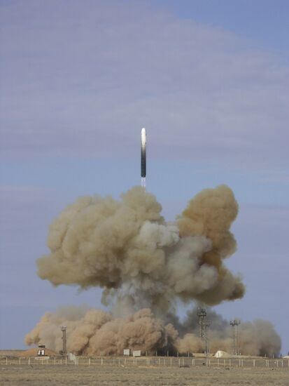 Launch of RS 18 ballistic missile from the Baikonur space center