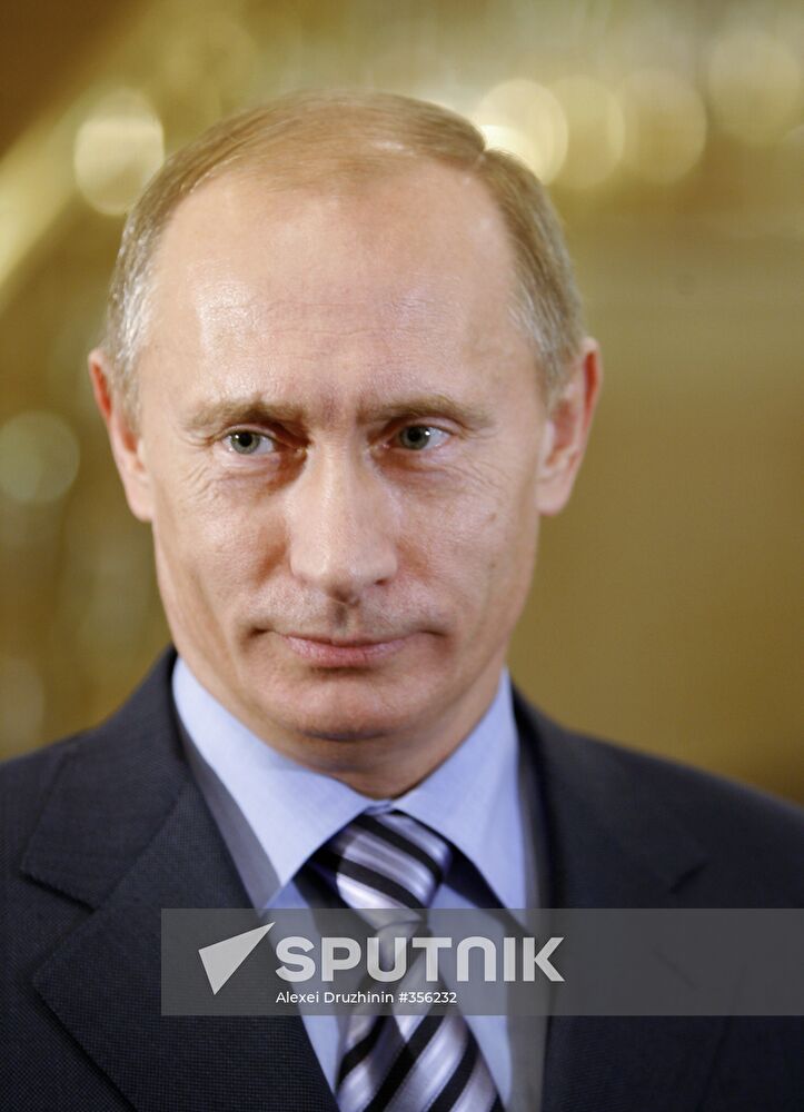 Prime Minister Vladimir Putin faces reporters