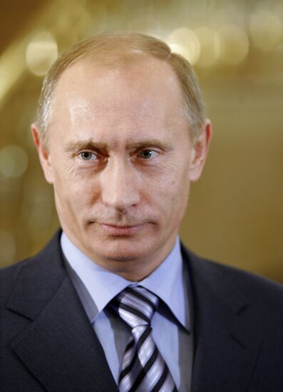 Prime Minister Vladimir Putin faces reporters