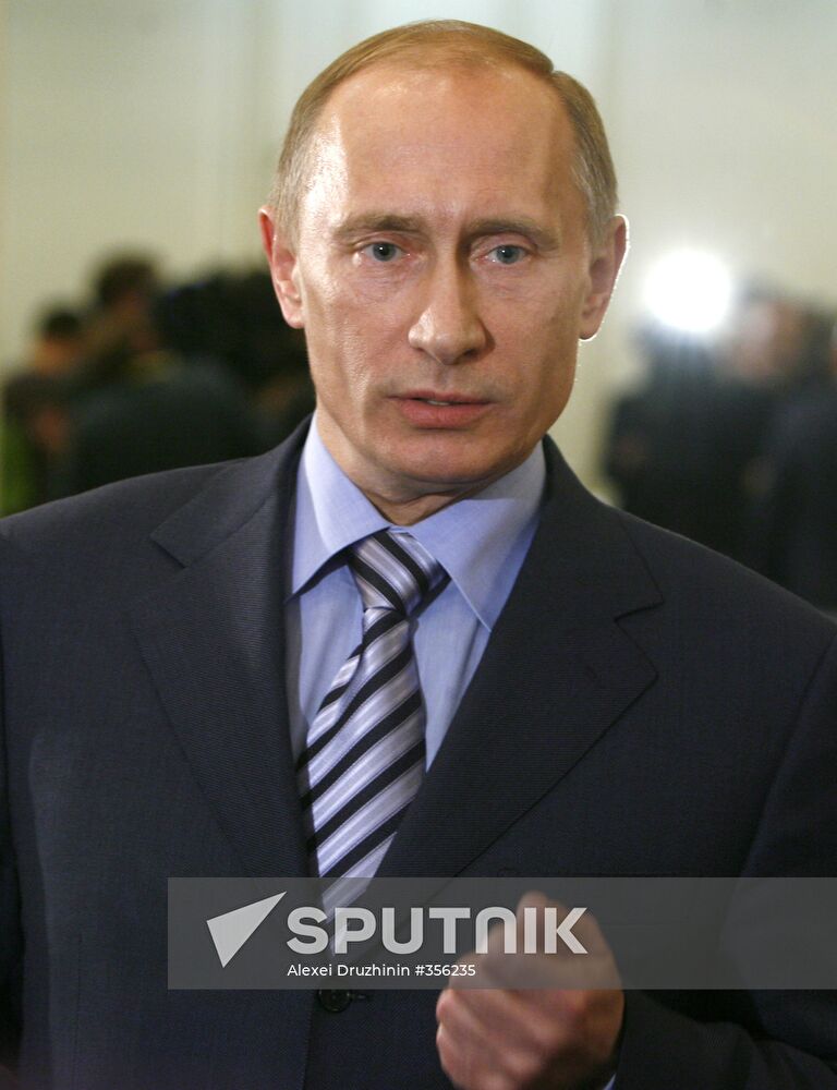 Prime Minister Vladimir Putin faces reporters