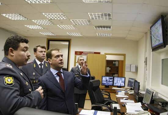 Russian president visits new police headquarters, St.Petersburg