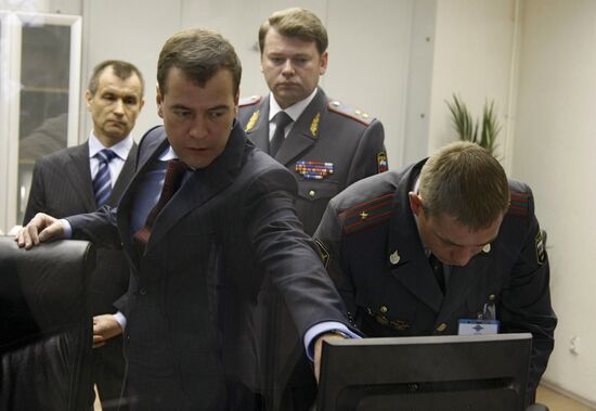 Russian president visits new police headquarters, St.Petersburg