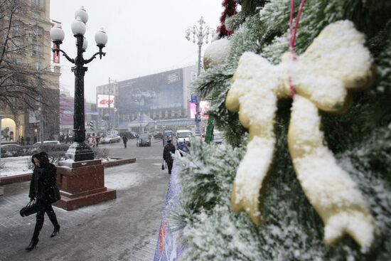 The first snow in Moscow