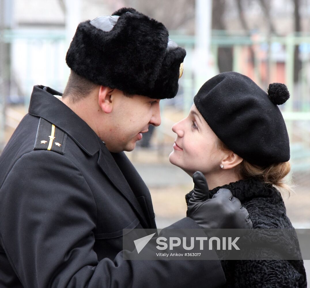 People see off Russia's Pacific Fleet ships