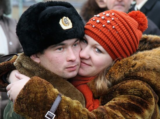 People see off Russia's Pacific Fleet ships