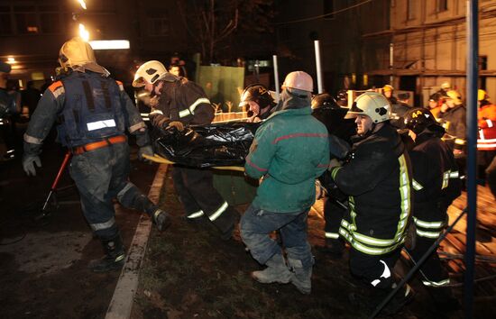 Search and rescue operation in old building in Arbat Street