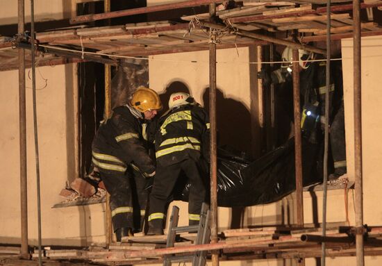 Search and rescue operation in old building in Arbat Street