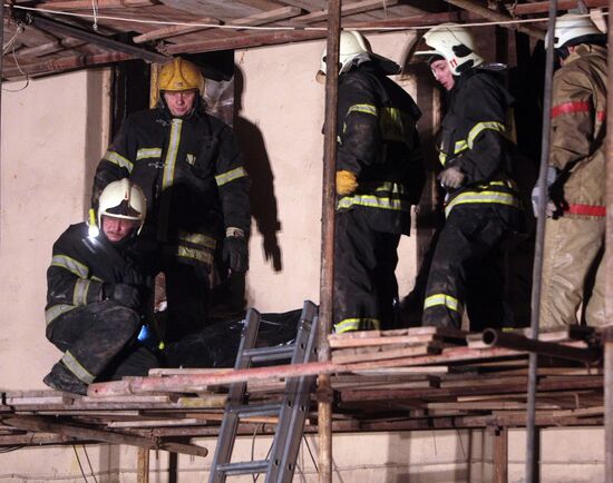 Search and rescue operation in old building in Arbat Street