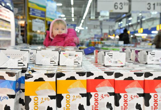 Selling milk at a store