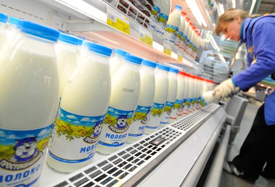 Selling milk at a store