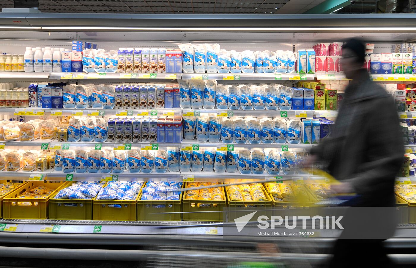 Selling milk at a store