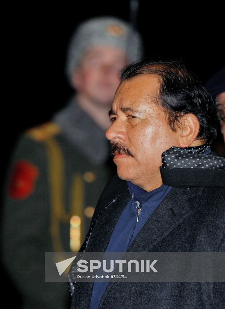 Nicaraguan President Daniel Ortega arrives in Moscow