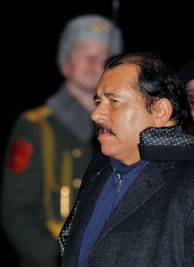 Nicaraguan President Daniel Ortega arrives in Moscow