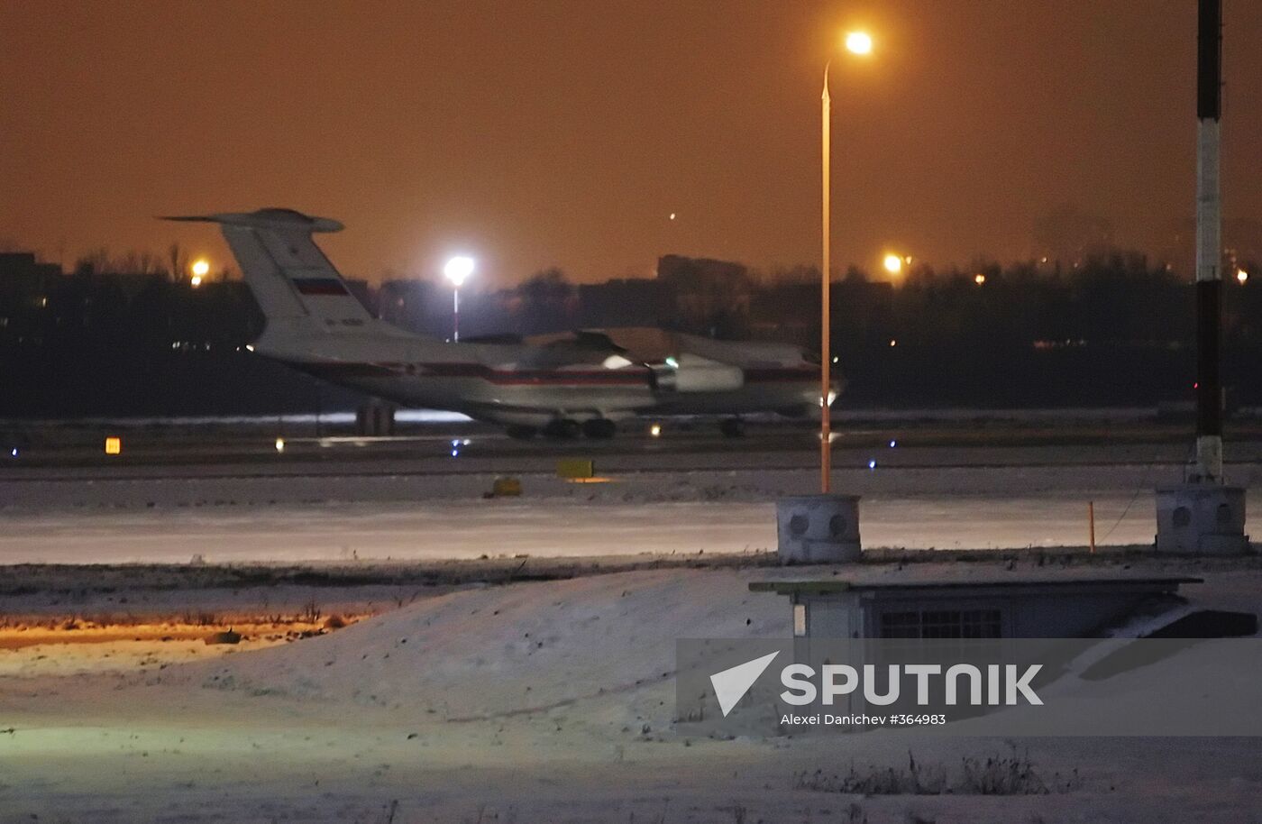 Emergency Situations Ministry plane arriving at Pulkovo airport