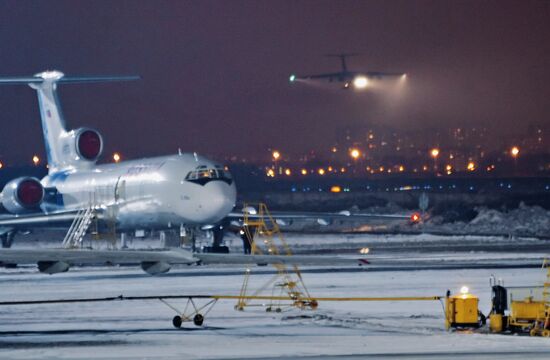 Emergency Situations Ministry plane arriving at Pulkovo airport