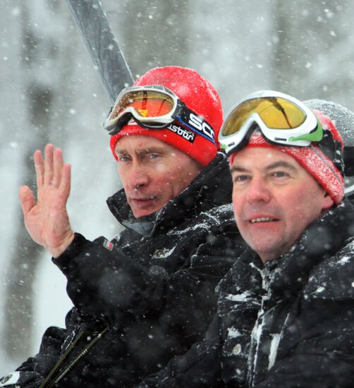 Dmitry Medvedev and Vladimir Putin visit Sochi
