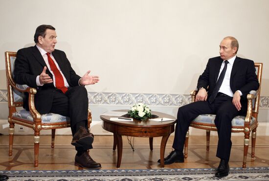 Vladimir Putin meets with Gerhard Schroeder