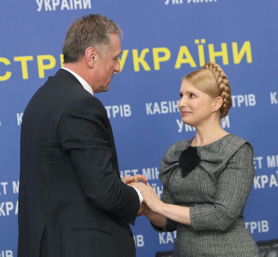 News conference by Mirek Topolánek and Yulia Tymoshenko