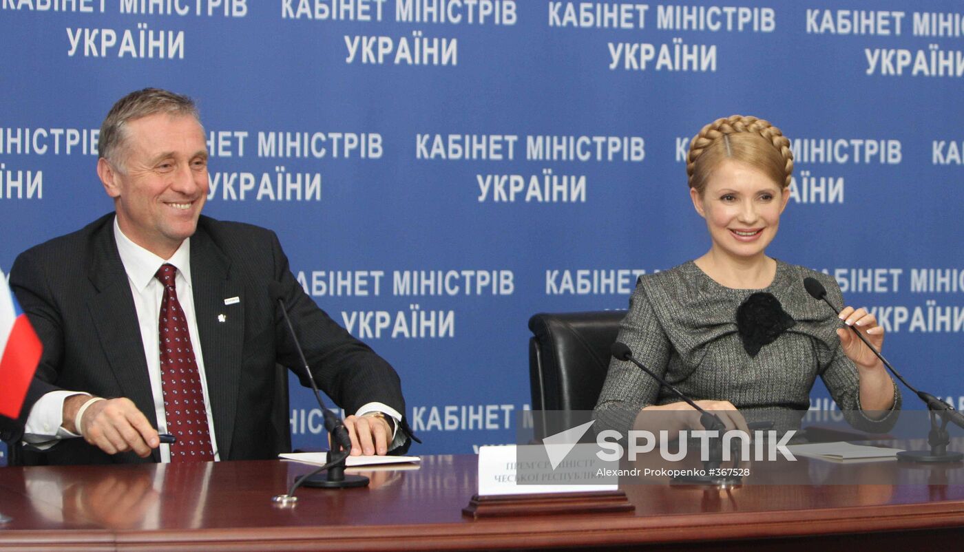 News conference by Mirek Topolánek and Yulia Tymoshenko