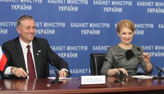 News conference by Mirek Topolánek and Yulia Tymoshenko