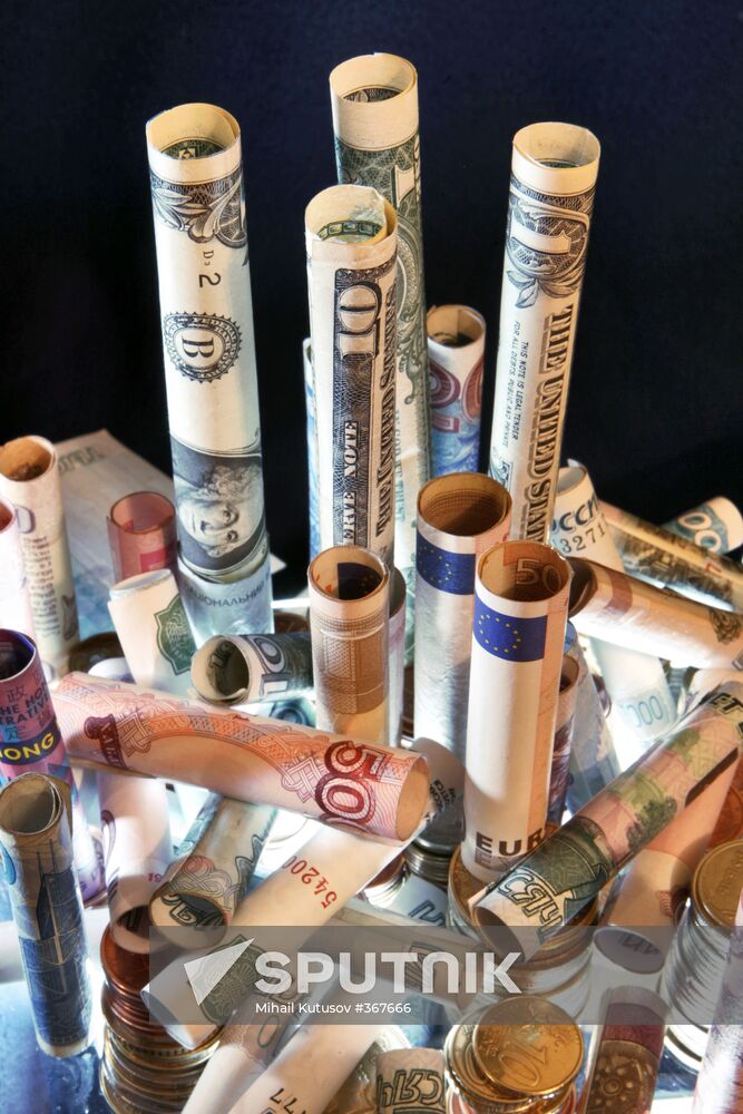 Banknotes and coins from all over the world