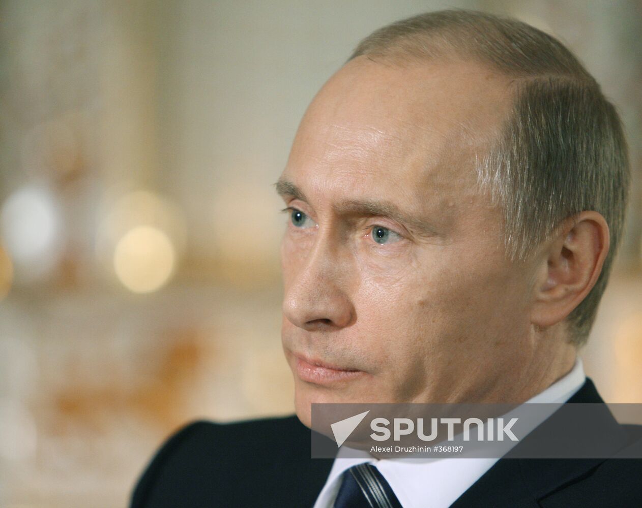 Vladimir Putin giving interview to German ARD TV broadcaster