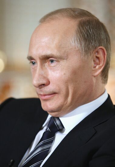 Vladimir Putin giving interview to German ARD TV broadcaster