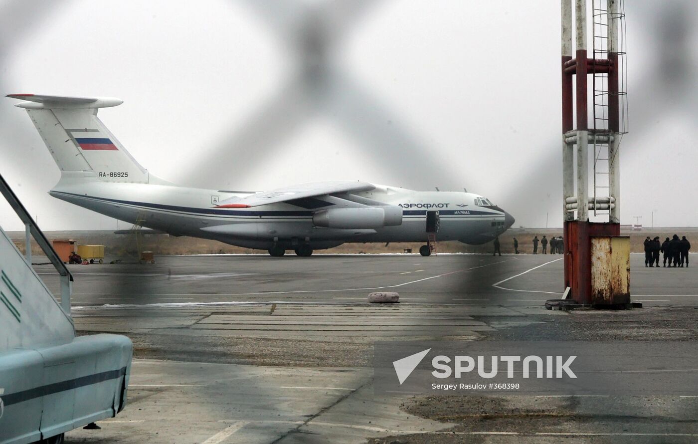 Il-76 plane after a collision in Makhachkala airport